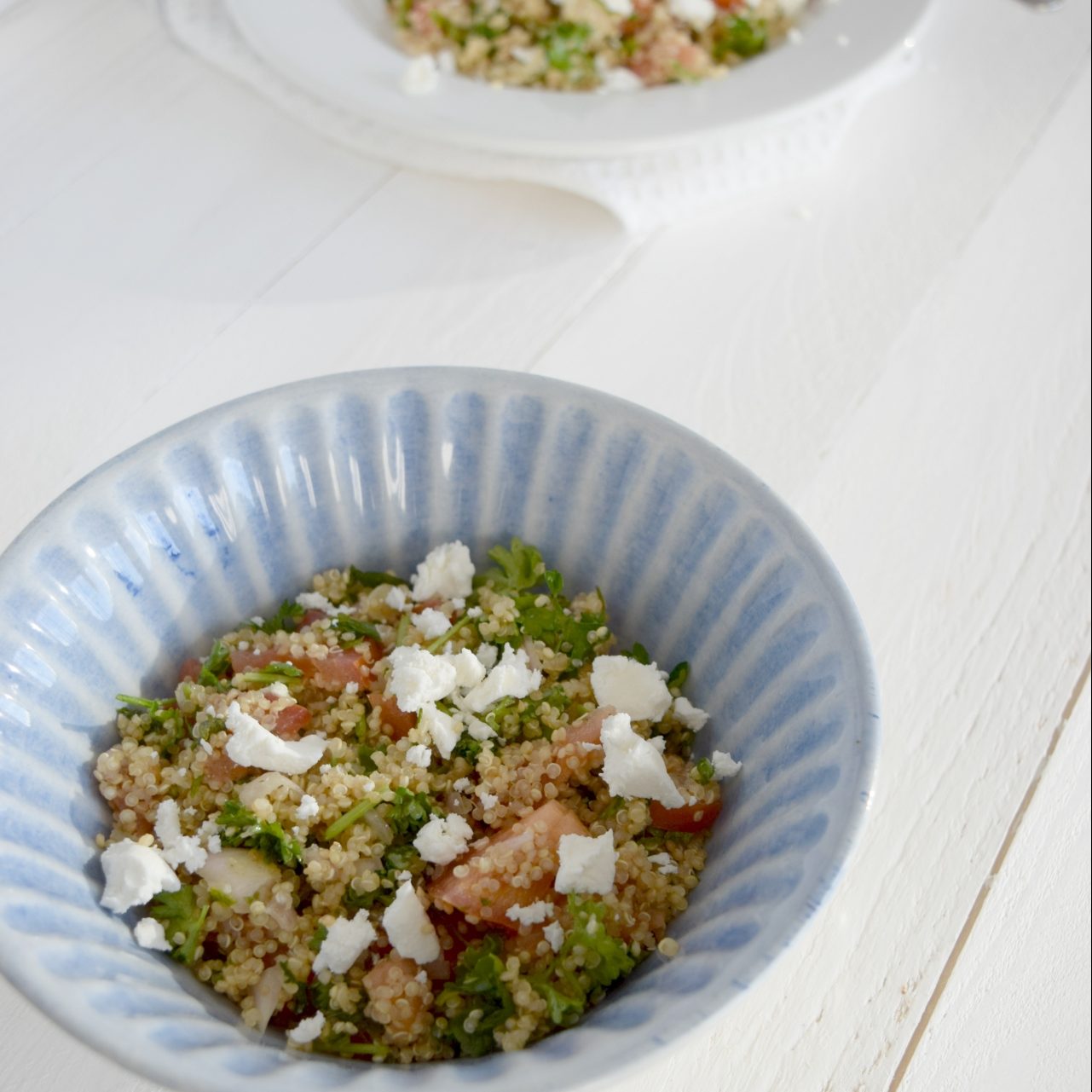 Quinoa salad with herbs and feta cheese (tabouleh style)